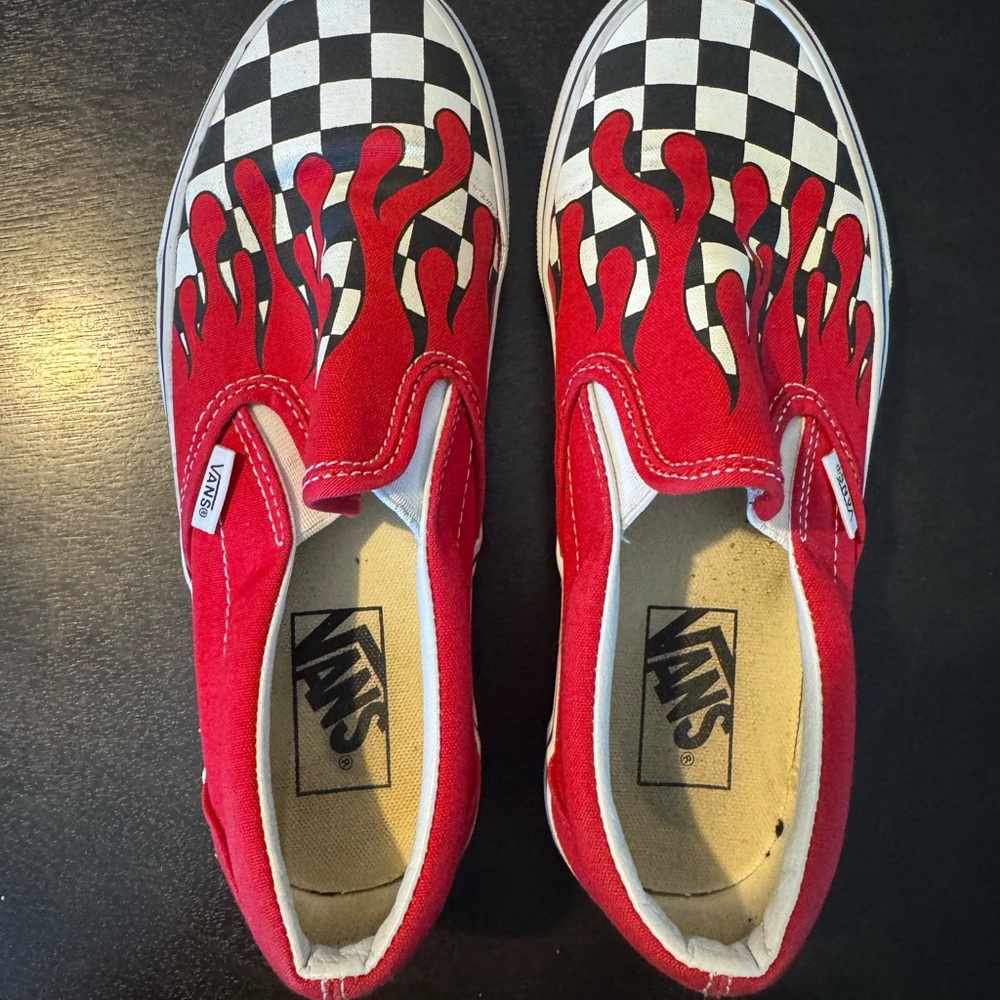 Vans Red and Black Flame Sneakers